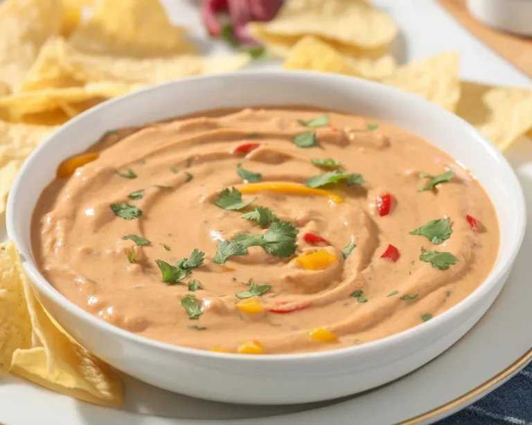 Delicious homemade Rotel dip with melted cheese and ground beef, perfect for parties.