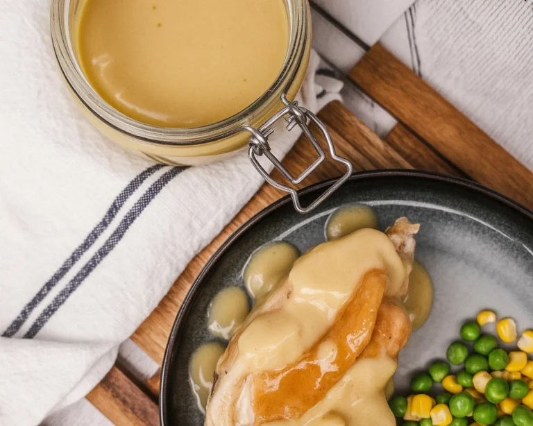 Delicious homemade gluten free gravy recipe using butter, broth, and cornstarch.