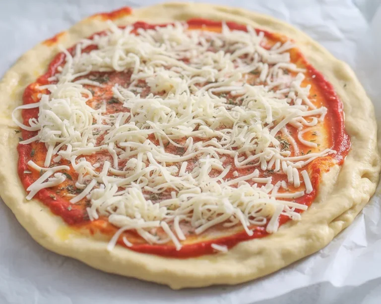 Delicious low carb pizza recipe with mozzarella cheese and almond flour crust