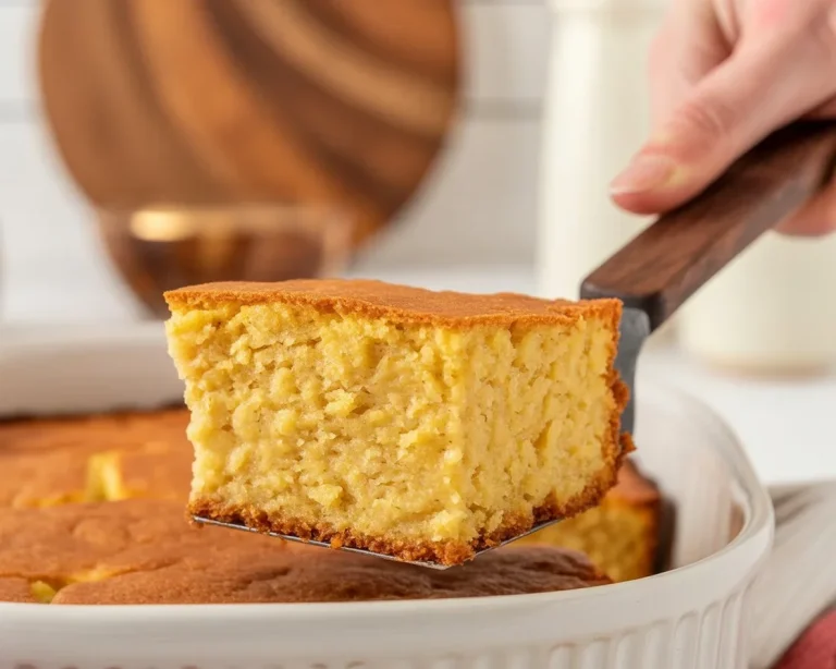 Deliciously moist Perfectly Sweet Gluten-Free Cornbread fresh out of the oven.