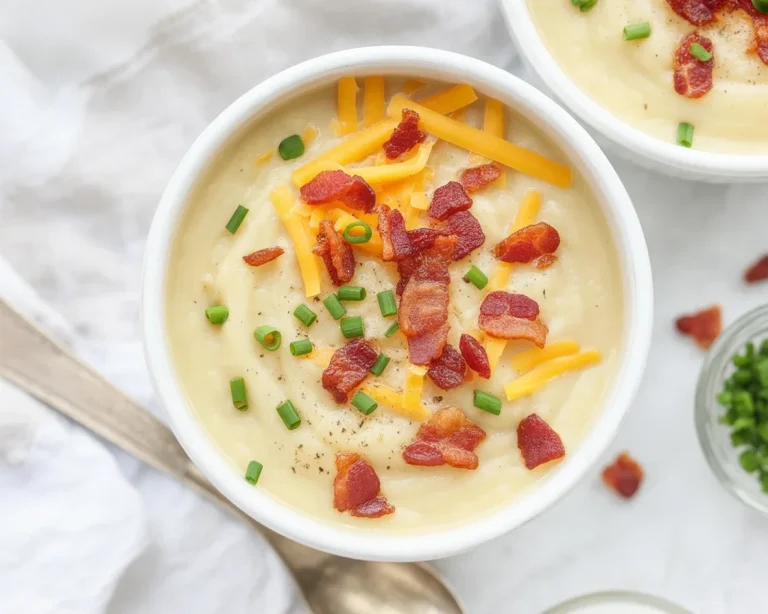 A bowl of delicious gluten-free soup topped with fresh herbs, perfect for cold days.